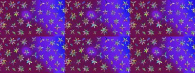 Çiçekli ipek eşarp. Retro tekstil tasarım koleksiyonu. 1950-1960 motifleri. Mor üstüne mor. El çizimi çiçek elementleri ile soyut çizim raster deseni.