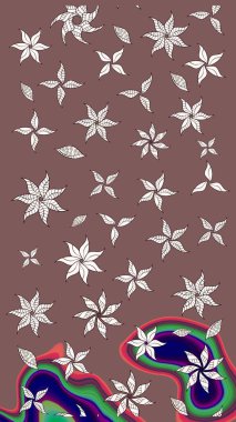 Kahverengi renkler ve parlak çiçekler üzerine soyut çizim deseni. Küçük çiçekte hoş bir çiçek deseni var. Çiçek elementli zarif raster dokusu..