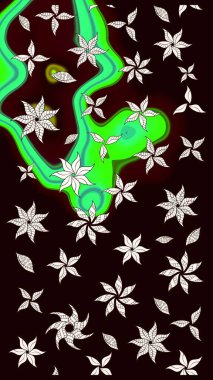 Siyah renkli çiçekler. Çiçek desenli eskiz. Tişört baskısı için çiçek boyama rasteriName.