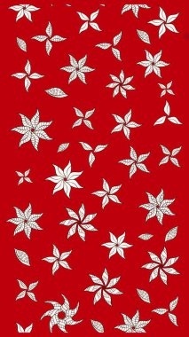 Raster illüstrasyonu. Çiçekli, yapraklı, çiçek desenli eskiz. El çizimi.