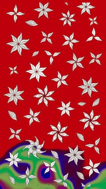 Çiçek deseni. Şatafatlı bahar bahçesi dokusu. Kırmızı renkte çiçek çizimi. Kırmızı renkte çiçekler. Raster illüstrasyonu.