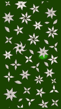 Yeşil renkli çiçekler. Raster düz çiçek çizim deseni. Tasarım hediye paketi, tebrik kartları, posterler ve afiş tasarımı.