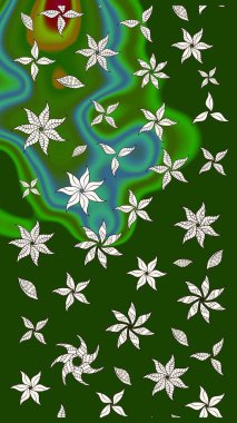 Çiçekler suluboya eskiz deseni. Raster Stili kumaş deseni.