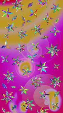 Çiçekli karalama şeklinde Raster çiçek deseni. Mor renkte çiçekler. Nazik, narin çiçek arkaplanı.