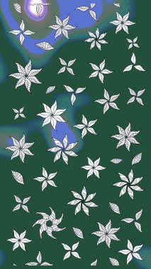 Yumuşak, yeşil renkli bahar çiçekleri. Yaprak ve çiçeklerin suluboya resimleri, yeşil renkte çizimler. Raster illüstrasyonu.