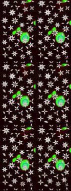 Siyah renkli etnik çiçeklerle süslenmiş zarif bir eskiz şekli. Raster Çiçek İllüstrasyonu güzel tekstil..