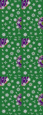 Hediye ambalaj kağıdı, tebrik kartları, posterler ve pankart tasarımı. Yeşil renkli çiçekler. Raster düz çiçek çizim deseni.