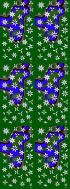 Kabile sanatı boho baskısı, klasik çiçek arkaplanı. Arkaplan dokusu, duvar kağıdı, yeşil renkli çiçek teması. Soyut etnik raster çizim kalıbı.