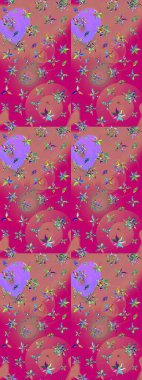 Eskiz modeli etnik tasarım. Yatak çarşafları, ceket, paket tasarımı, kumaş ve moda kavramları için tekstil baskısı. Çiçekleri, deniz kabukları, mandalaları ve suluboya efektleri olan deniz altyapısı.