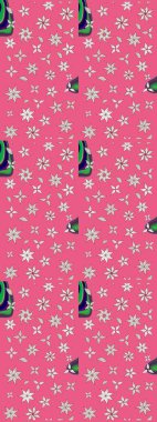 Soyut etnik raster çizim kalıbı. Vadinin pembe renkli çiçekleri. Çiçekler..