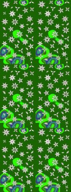 Düz Çiçek Elementleri Tasarımı. Renkli Yaz Temalı eskiz kalıbı. Çiçekli eskiz çizimi. Yeşil renkte çiçekler.