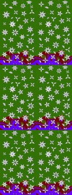 Tekstil, kumaş, kapaklar, duvar kağıtları, baskı, naylon, koleksiyon defteri, örgü, dekupaj için güzel bir eskiz. Oldukça eski bir besin torbası deseni, küçük yeşil renkte, çiçekler. Millefleurlar.