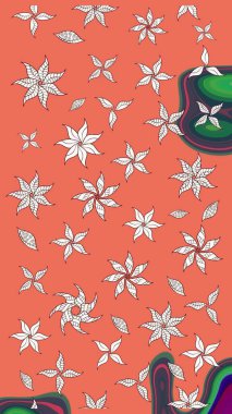 Küçük çiçekteki sevimli çiçek deseni. Raster illüstrasyonu. Turuncu renkte yaz çiçekleri. Raster deseni.