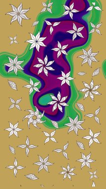 Bir sürü sarı soyut çiçekli tropikal eskiz deseni. Varicoloyellow Raster çizimi. Küçük çiçekte sevimli çiçek deseni var..