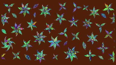 Kahverengi çiçekli bahar çiçekleri. Küçük renkli çiçekler. Motley illüstrasyonu. Moda baskıları için zarif bir şablon. Küçük çiçekte şirin desenler.