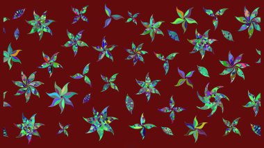 Çiçeksel elementlerle süslenmiş zarif raster dokusu. Küçük çiçekte hoş bir çiçek deseni var. Parlak çiçekli kırmızı renkler üzerine soyut çizim deseni.