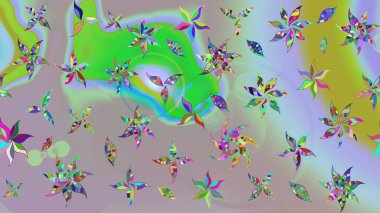 Halk tarzı. Rengarenk çiçekleri ve doğal renklerde yaprakları olan harika bir çiçek deseni. Moda baskıları için zarif bir şablon. Modern çiçek arkaplanı.