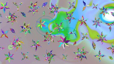 Modaya uygun kumaş deseni. Renkli Yaz Temalı eskiz kalıbı. Sevimli çiçek raster deseni. Düz Çiçek Elementleri Tasarımı.