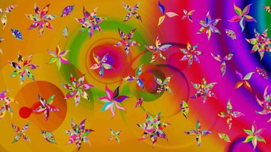 Sarı renkli çiçekler. Renkli Bahar temalı eskiz kalıbı. Düz Çiçek Elementleri Tasarım Raster illüstrasyonu. Çiçekli çiçek deseni, suluboya..