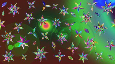 Yeşil renkli çiçekler. Tekstil ve kapak tasarımı için mükemmel. Elle çizilmiş sonbahar çiçeği deseni. Renkli yeşil çizim kalıbı. Doodle tarzı.