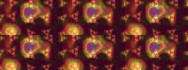 Çiçeksel çizim kalıbının yansıması. Vadinin çiçekleri kahverengi, kırmızı ve turuncu renklerde.