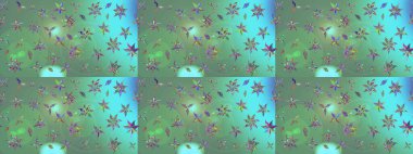 Eskiz arkaplan modeli. Raster - stok. Yapraklı çiçekler ve yeşil renkli papatya çiçekleri..