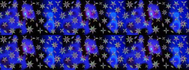 Düz Çiçek Elementleri Tasarımı. Raster illüstrasyonundaki çiçek desenli çizim. Renkli Yaz Temalı eskiz kalıbı. Mavi renkte çiçekler.