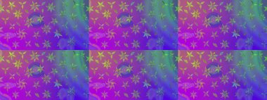 Çiçek buketleriyle klasik bir eskiz şekli. Raster illüstrasyonu. Menekşe renklerinde.