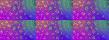 Raster illüstrasyonu. Tropik çiçek desenleri. Mor renkte çiçekler.