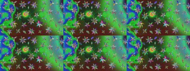 Eski usul küçük çiçekli şirin bir eskiz deseni. Raster illüstrasyonu. Moda arka planında parlak buketler. Kumaş, duvar kâğıdı ve kağıda yazdırmak için gelişen arkaplan.