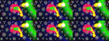 Gri renklerde. Raster illüstrasyonu. Raster illüstrasyonundaki çiçek desenli çizim. Güzel kumaş deseni.