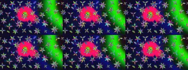 Raster illüstrasyonundaki çiçek desenli çizim. Suluboya tarzında gri renkte çiçekler.