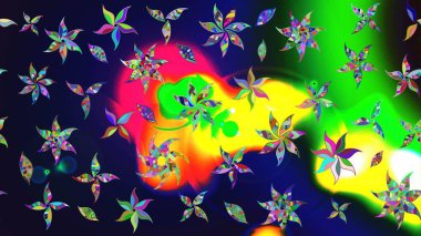 Gri renkli çiçekler. Çizim çiçek deseni duvar kâğıdı olarak kullanılabilir. Raster illüstrasyonu.