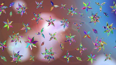 Kahverengi renkli çiçekler. Renkli Bahar Teması eskiz kalıbı. Çiçek desenli eskiz. Düz Çiçek Elementleri Tasarım Raster illüstrasyonu.