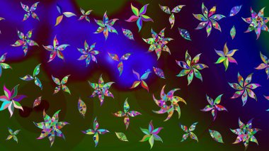 Kahverengi renklere karalama yapan çiçek desenli çizim. Raster illüstrasyonu.