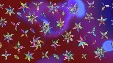 Raster illüstrasyonu. Moda baskısı, albüm, ambalaj kağıdı ve duvar kağıdı için zarif dekoratif süslemeler. Kırmızı renkte sevimli çiçekler. Küçük çiçekli basit bir çiçek çizimi..