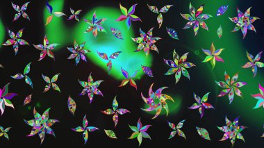 Raster illüstrasyonu. Çiçekler, dallar, bitkiler ve çiçekler. El çizimi. Güzel kumaş deseni.