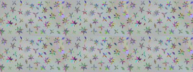 Taslak desenli, modaya uygun kumaş deseni. Renkli Bahar Teması eskiz kalıbı. Düz Çiçek Elementleri Tasarımı. Şirin çiçek elementleri. Raster illüstrasyonu.