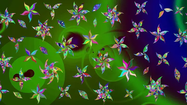 Güzel kumaş deseni. Raster suluboya deseni, narin çiçekler, yeşil çiçekler, tebrik kartı şablonu..