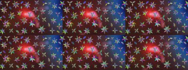 Hint süsü. Raster illüstrasyonu. Çizim kalıbı. Kahverengi renklerde. Renkli süs kenarı. Çiçek duvar kağıdı.