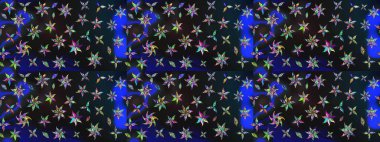 Yapraklı çiçekler ve kır renkli papatya çiçekleri. Raster - stok. Taslak arkaplan deseni.