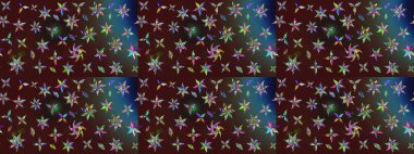 Çiçek ve yapraklı çiçek deseni. Küçük çiçekli şirin bir desen. Raster illüstrasyonu.