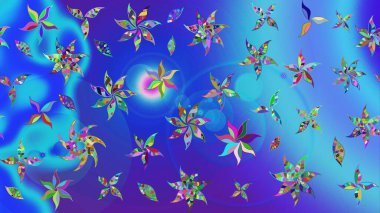 Raster resim. Elle çizilmiş. Güzel kumaş deseni. Doodle çiçekler ve dalları, otlar ve çiçekler.