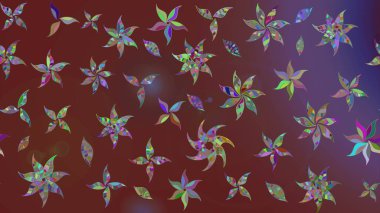 Küçük çiçekteki sevimli çiçek deseni. Bir sürü kahverengi ve soyut çiçekli tropik eskiz deseni. Varicolobrown Raster çizimi.