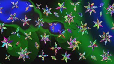 Klasik taslak çizimi. Raster Yumuşak kumaş deseni. Çiçek yeşili eskiz deseni. Raster çiçek izi..