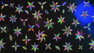 Hint süsü. Raster illüstrasyonu. Çiçek duvar kağıdı. Çizim kalıbı. Renkli süs kenarı. Gri renklerde.