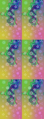 Kumaş desenli papatya çiçeği detayı. Yeşil renkte çiçekler.