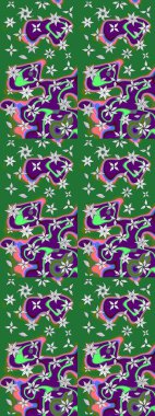 Yeşil çiçekli eskiz deseni, suluboya çiçek deseni, sevimli çiçek, duvar kağıdı, kart veya kumaş için fayanslı. Raster - stok.