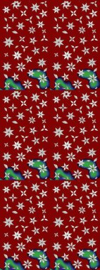 Suluboya çiçekli çiçek deseni. Raster illüstrasyonu. Kırmızı renkte güzel tekstil.