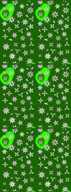 Küçük çiçekli basit bir çiçek çizimi. Yeşil renkte şirin çiçekler. Moda baskısı, albüm, ambalaj kağıdı ve duvar kağıdı için zarif dekoratif süslemeler. Raster illüstrasyonu.